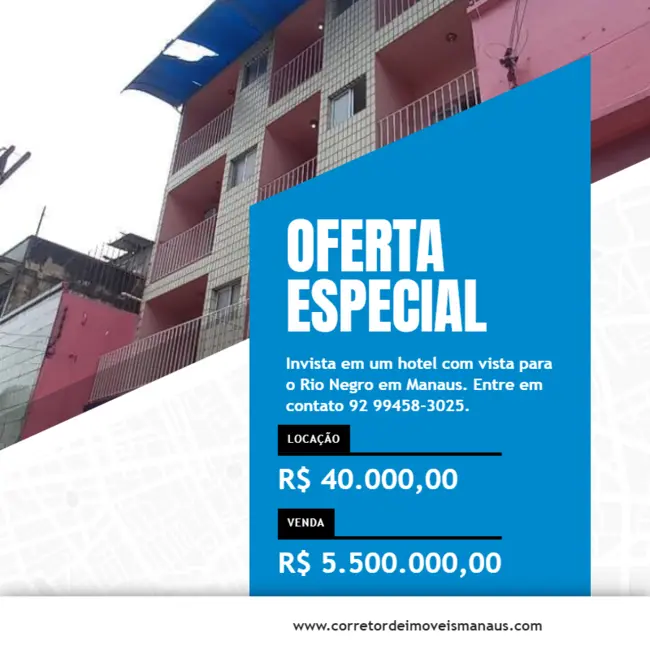 Foto 1 de Hotel / Motel com 60 quartos à venda e para alugar, 1040m2 em Centro, Manaus - AM