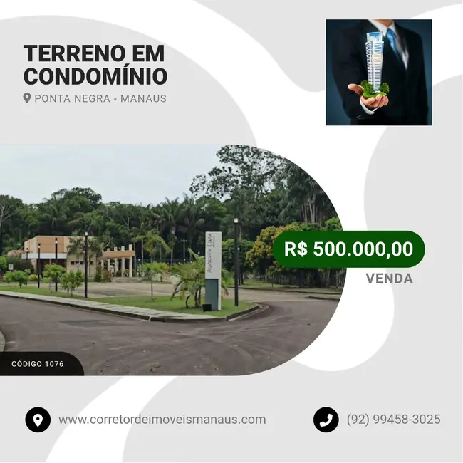 Foto 1 de Lote de Condomínio à venda, 527m2 em Ponta Negra, Manaus - AM