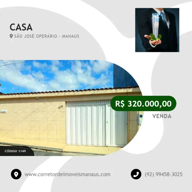 Foto 1 de Casa com 2 quartos à venda, 190m2 em São José Operário, Manaus - AM
