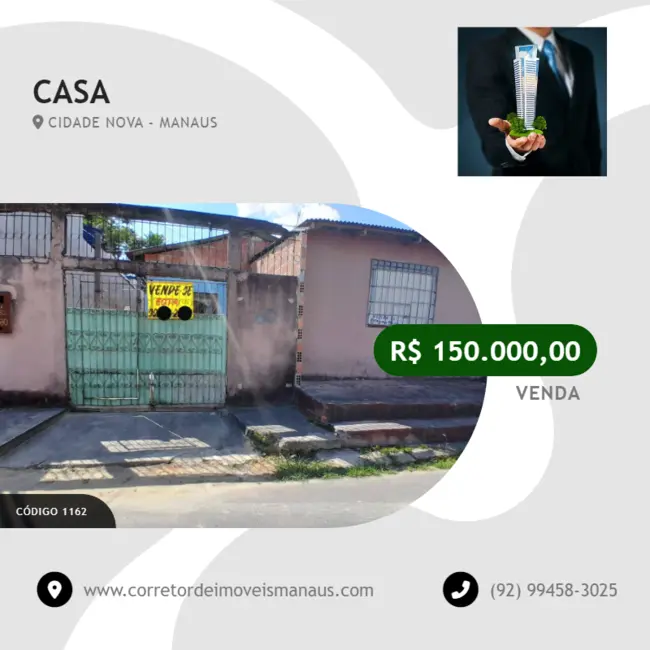 Foto 1 de Casa com 2 quartos à venda, 250m2 em Cidade Nova, Manaus - AM