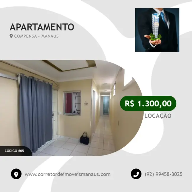 Foto 1 de Apartamento com 2 quartos para alugar em Compensa, Manaus - AM