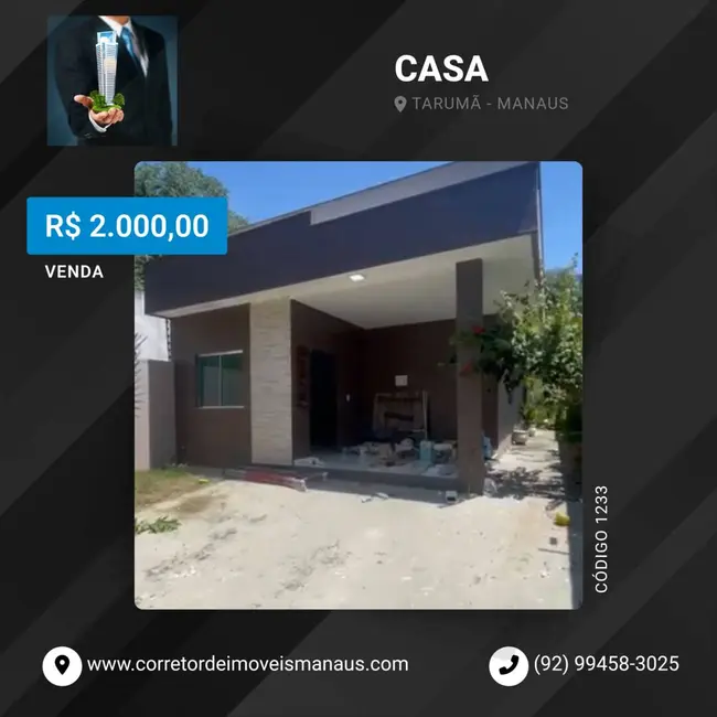 Foto 1 de Casa com 2 quartos à venda em Tarumã, Manaus - AM
