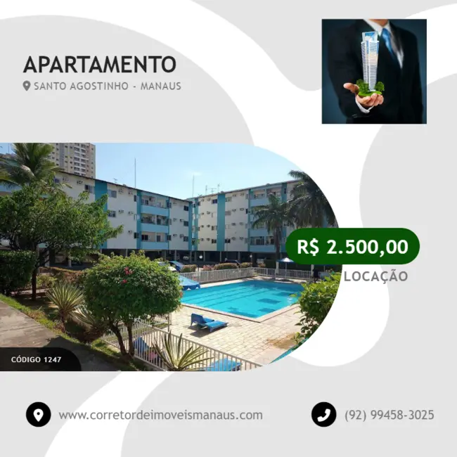 Foto 1 de Apartamento com 3 quartos para alugar, 80m2 em Santo Agostinho, Manaus - AM