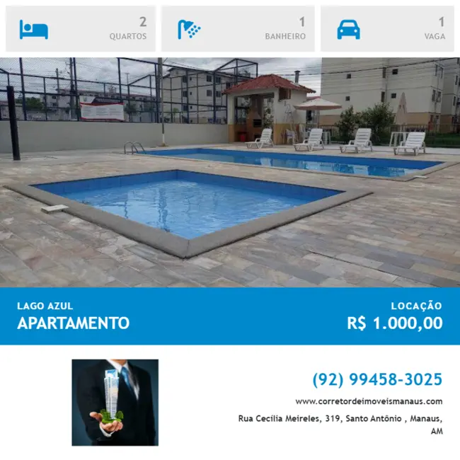 Foto 1 de Apartamento com 2 quartos para alugar em Lago Azul, Manaus - AM