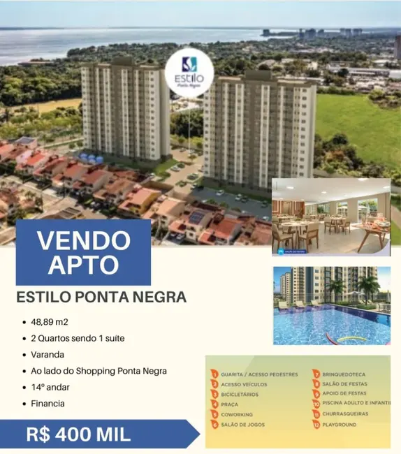 Apartamento com 2 quartos à venda, 49m2 em Ponta Negra, Manaus - AM - imagem 1 Foto 1 de Apartamento com 2 quartos à venda, 49m2 em Ponta Negra, Manaus - AM