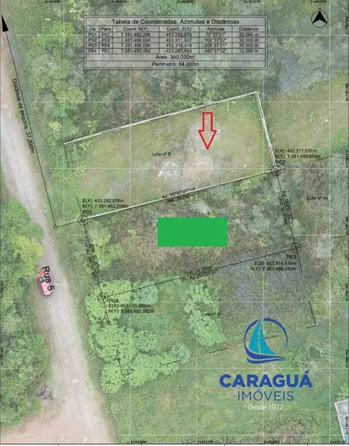 Foto 1 de Terreno / Lote à venda, 360m2 em Morro do Algodão, Caraguatatuba - SP