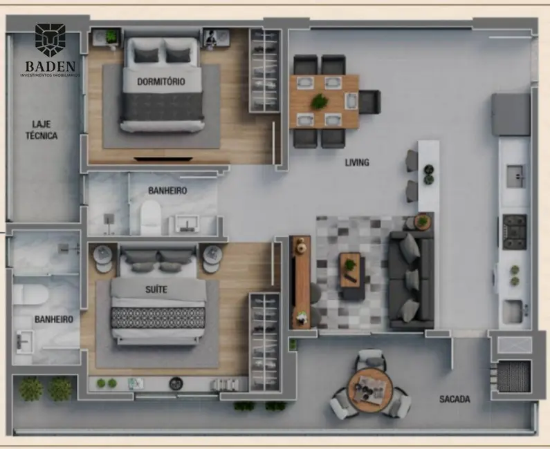 Apartamento com 2 quartos à venda, 76m2 em Itajai - SC - imagem 5 Foto 5 de Apartamento com 2 quartos à venda, 76m2 em Itajai - SC