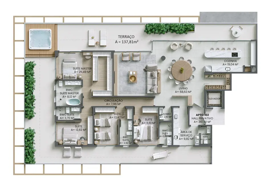 Foto 3 de Apartamento com 4 quartos à venda, 368m2 em Itajai - SC