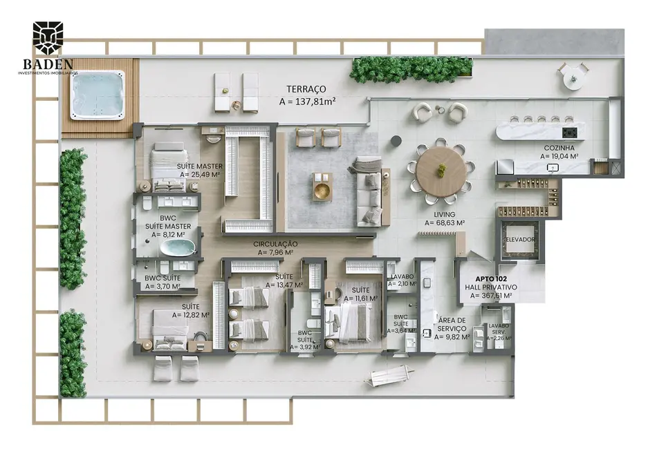 Foto 3 de Apartamento com 4 quartos à venda, 368m2 em Itajai - SC