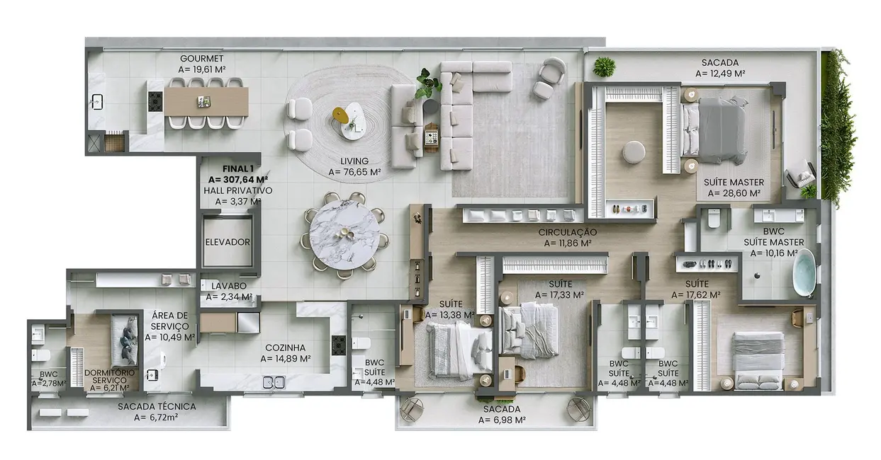 Foto 5 de Apartamento com 4 quartos à venda, 308m2 em Itajai - SC