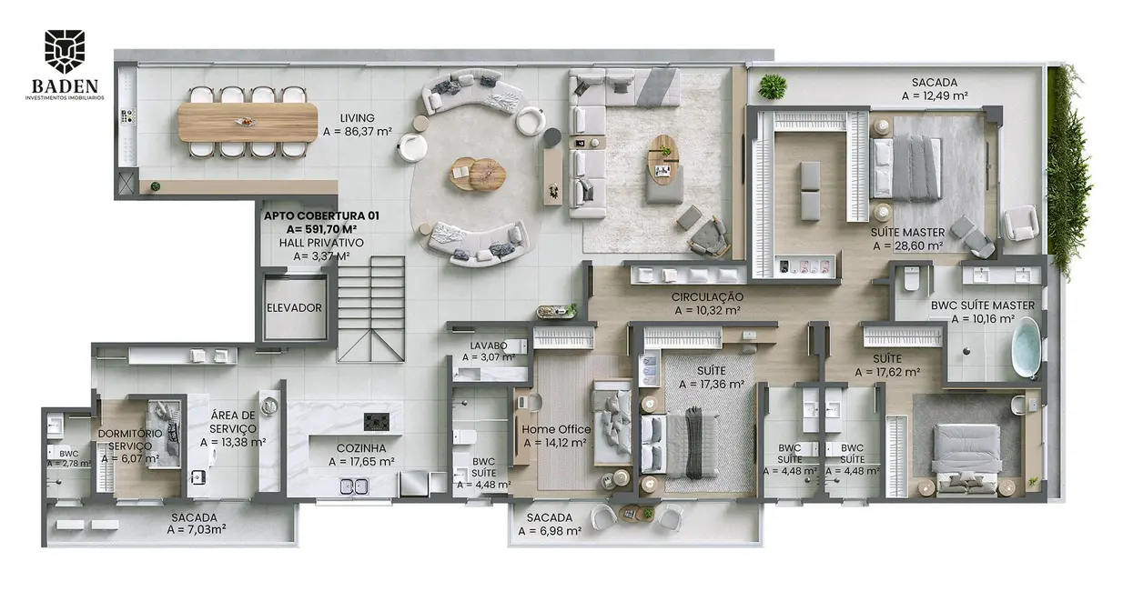 Foto 6 de Cobertura com 4 quartos à venda, 592m2 em Itajai - SC