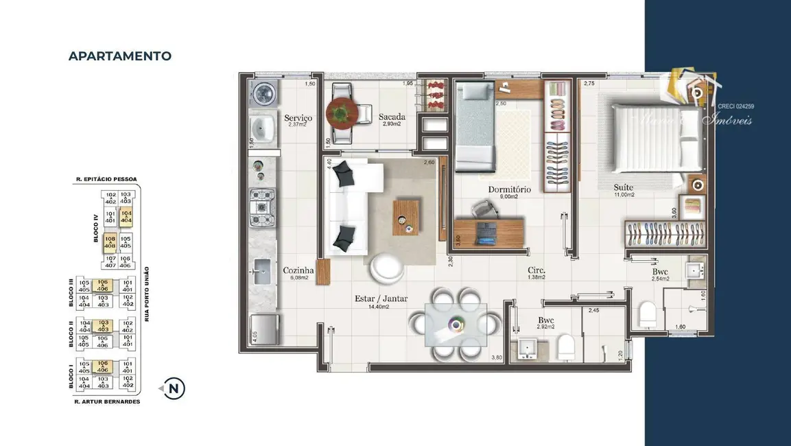 Apartamento com 2 quartos à venda, 75m2 em São Luiz, Criciuma - SC - imagem 6 Foto 6 de Apartamento com 2 quartos à venda, 75m2 em São Luiz, Criciuma - SC