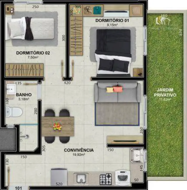 Foto 6 de Apartamento com 2 quartos à venda, 53m2 em Cristo Redentor, Criciuma - SC