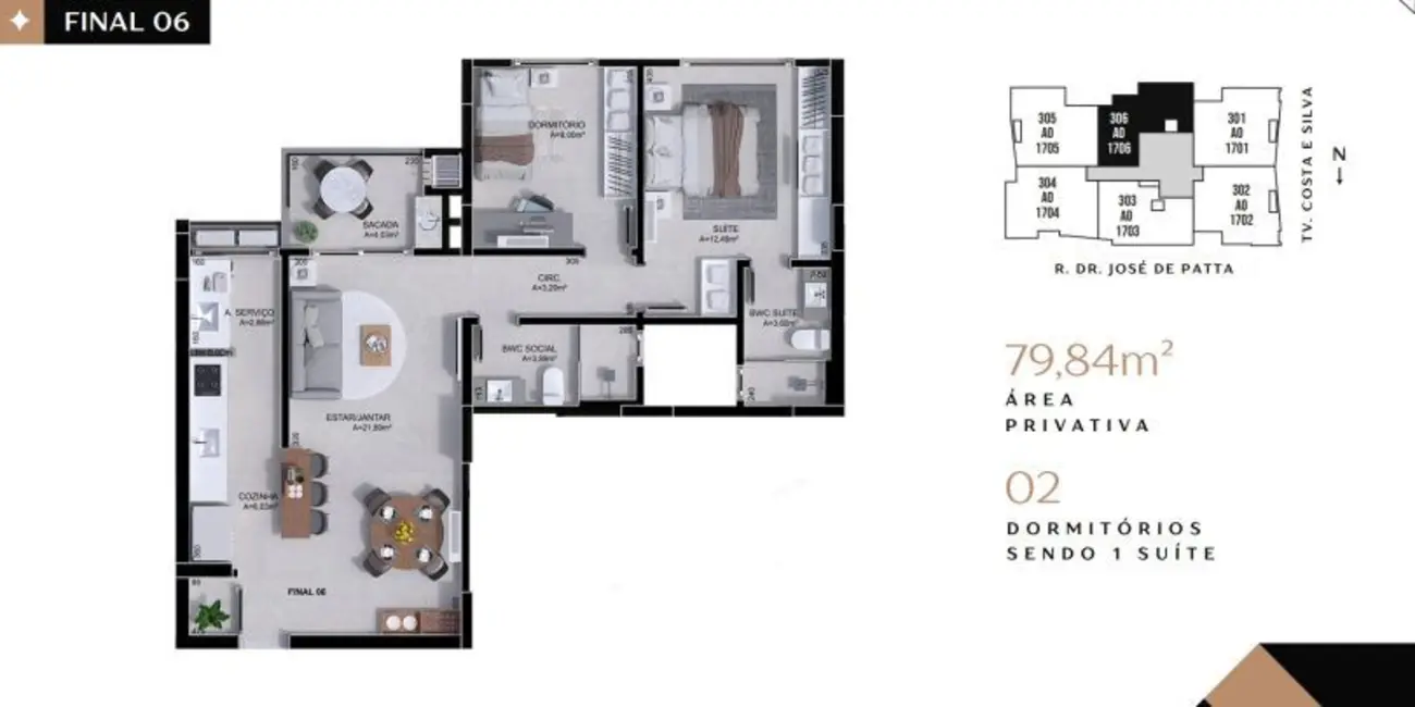 Foto 6 de Apartamento com 3 quartos à venda, 91m2 em Centro, Criciuma - SC