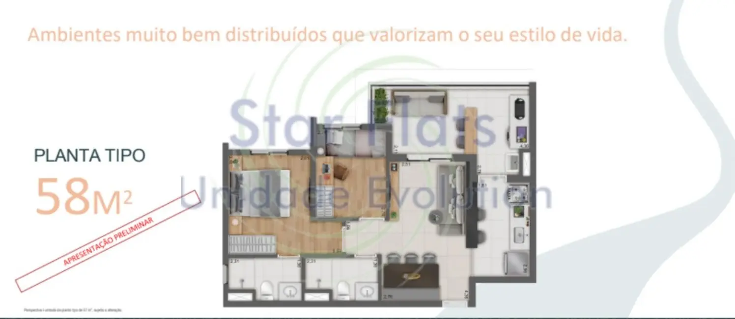 Foto 1 de Apartamento com 2 quartos à venda, 58m2 em Butantã, São Paulo - SP