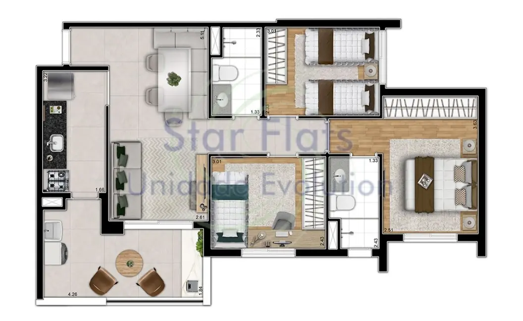 Foto 2 de Apartamento com 3 quartos à venda, 71m2 em Butantã, São Paulo - SP