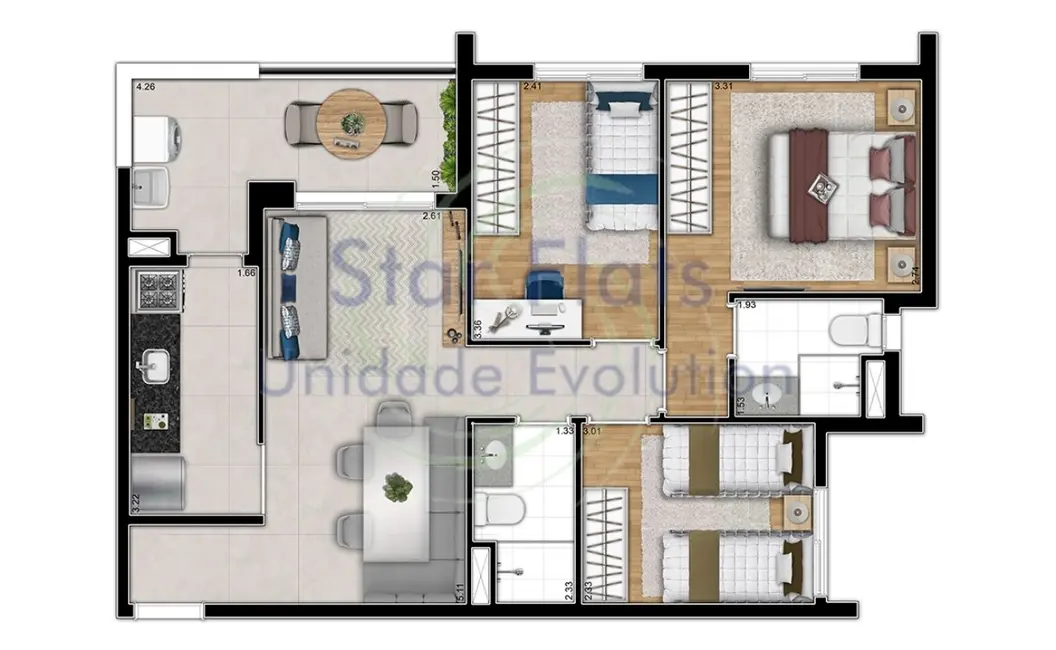 Apartamento com 3 quartos à venda, 71m2 em Butantã, São Paulo - SP - imagem 4 Foto 4 de Apartamento com 3 quartos à venda, 71m2 em Butantã, São Paulo - SP