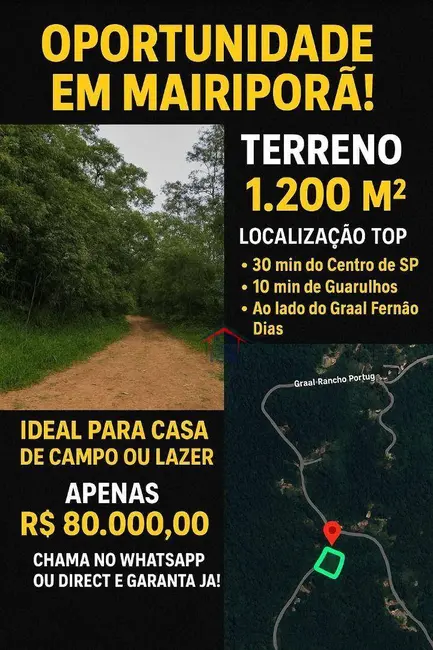 Terreno / Lote à venda, 1200m2 em Mairipora - SP - imagem 1 Foto 1 de Terreno / Lote à venda, 1200m2 em Mairipora - SP