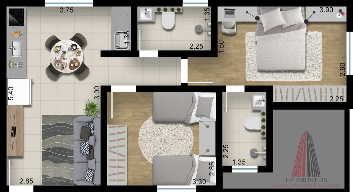 Apartamento com 2 quartos à venda, 54m2 em Jardim Wanel Ville V, Sorocaba - SP - imagem 6 Foto 6 de Apartamento com 2 quartos à venda, 54m2 em Jardim Wanel Ville V, Sorocaba - SP