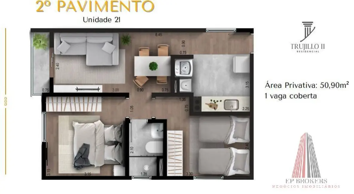 Foto 9 de Apartamento com 2 quartos à venda, 52m2 em Vila Barão, Sorocaba - SP