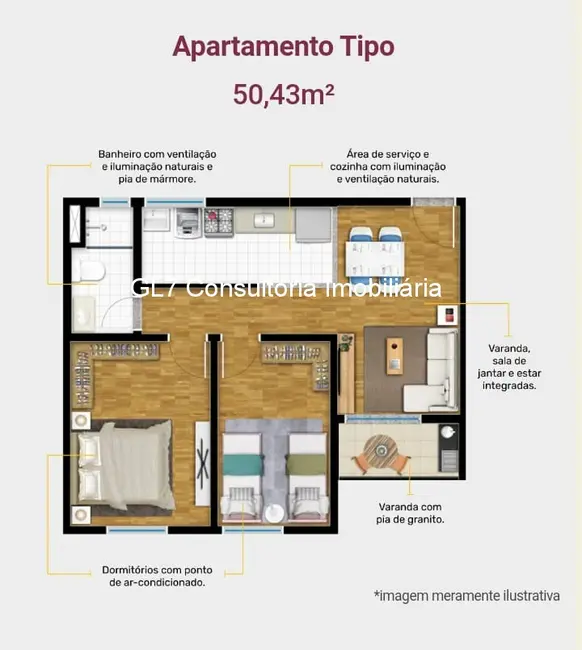 Foto 3 de Apartamento com 2 quartos à venda, 55m2 em Jardim Esplanada, Indaiatuba - SP