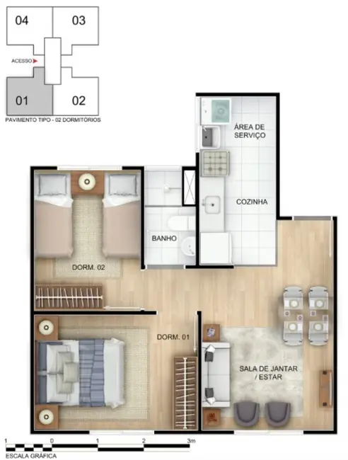 Foto 6 de Apartamento com 2 quartos à venda, 41m2 em Trindade, Sao Goncalo - RJ