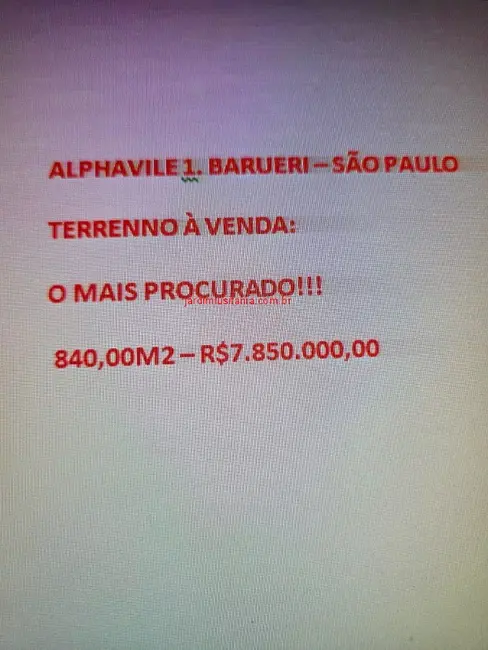 Terreno / Lote à venda, 840m2 em Barueri - SP - imagem 1 Foto 1 de Terreno / Lote à venda, 840m2 em Barueri - SP