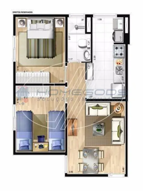 Foto 2 de Apartamento com 2 quartos à venda, 48m2 em Jardim Monte Alto, Campinas - SP