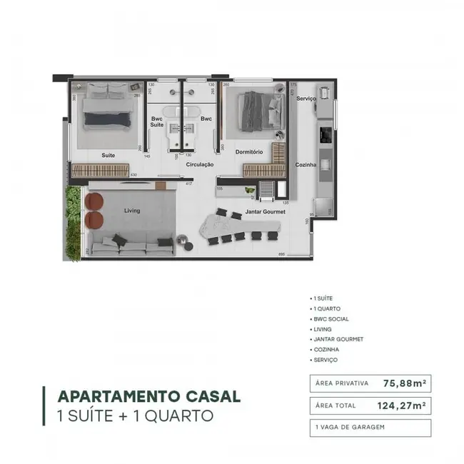 Foto 2 de Apartamento com 2 quartos à venda, 75m2 em Centro, Cascavel - PR