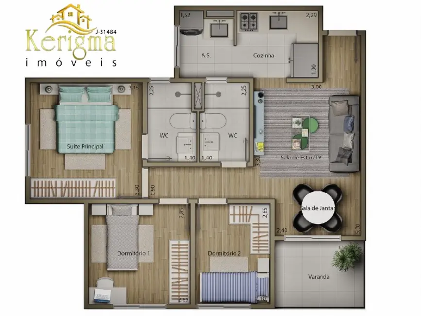 Foto 8 de Apartamento com 3 quartos à venda, 67m2 em Salto - SP