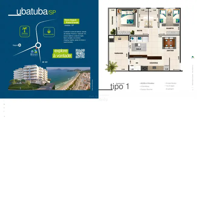 Foto 3 de Apartamento com 2 quartos à venda, 92m2 em Ubatuba - SP