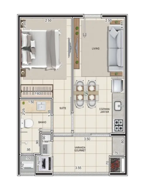 Apartamento com 1 quarto à venda, 35m2 em Ubatuba - SP - imagem 5 Foto 5 de Apartamento com 1 quarto à venda, 35m2 em Ubatuba - SP