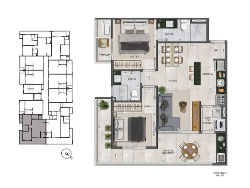 Foto 3 de Apartamento com 2 quartos à venda, 68m2 em Ubatuba - SP