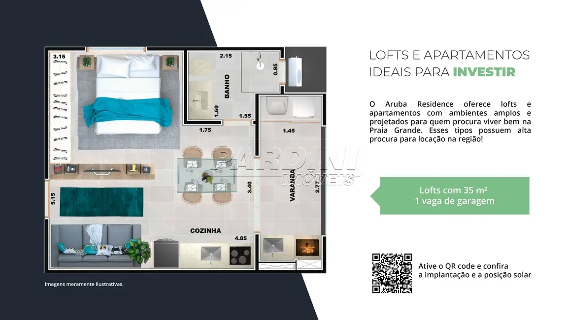 Foto 3 de Apartamento com 1 quarto à venda, 35m2 em Ubatuba - SP