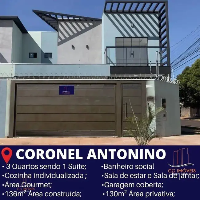 Foto 1 de Sobrado com 2 quartos à venda, 130m2 em Coronel Antonino, Campo Grande - MS