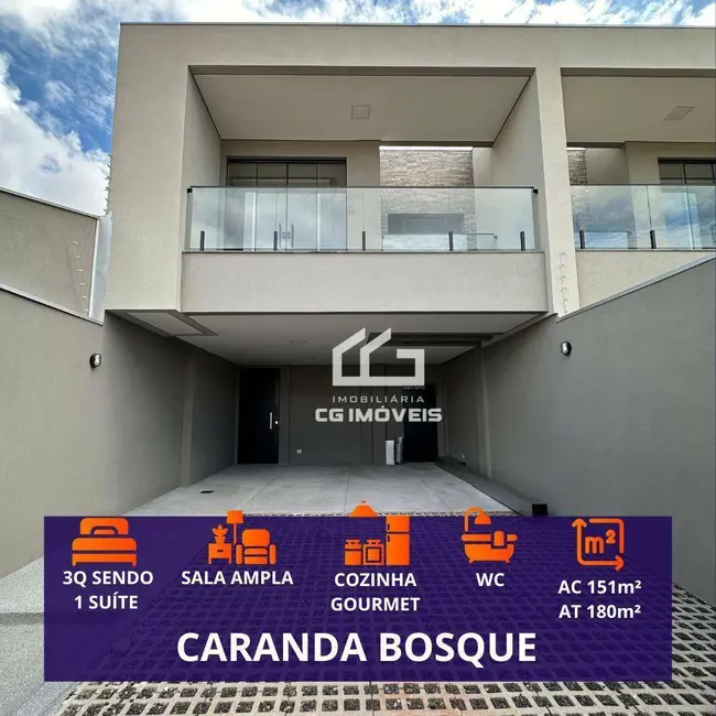 Foto 1 de Sobrado com 3 quartos à venda, 180m2 em Carandá Bosque, Campo Grande - MS