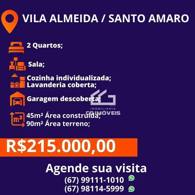 Casa com 2 quartos à venda, 90m2 em Vila Santo Amaro, Campo Grande - MS - imagem 7 Foto 7 de Casa com 2 quartos à venda, 90m2 em Vila Santo Amaro, Campo Grande - MS