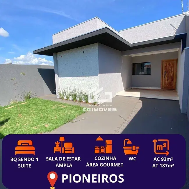 Foto 1 de Casa com 3 quartos à venda, 187m2 em Pioneiros, Campo Grande - MS