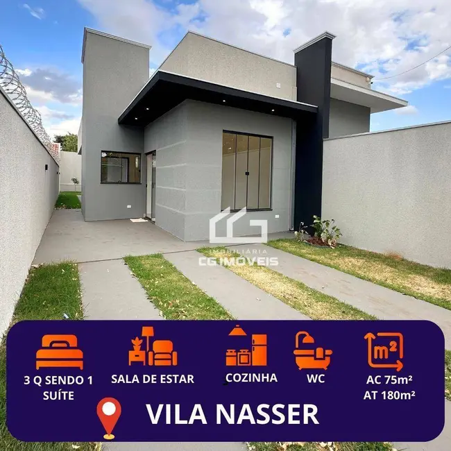 Foto 1 de Casa com 3 quartos à venda, 180m2 em Vila Nasser, Campo Grande - MS