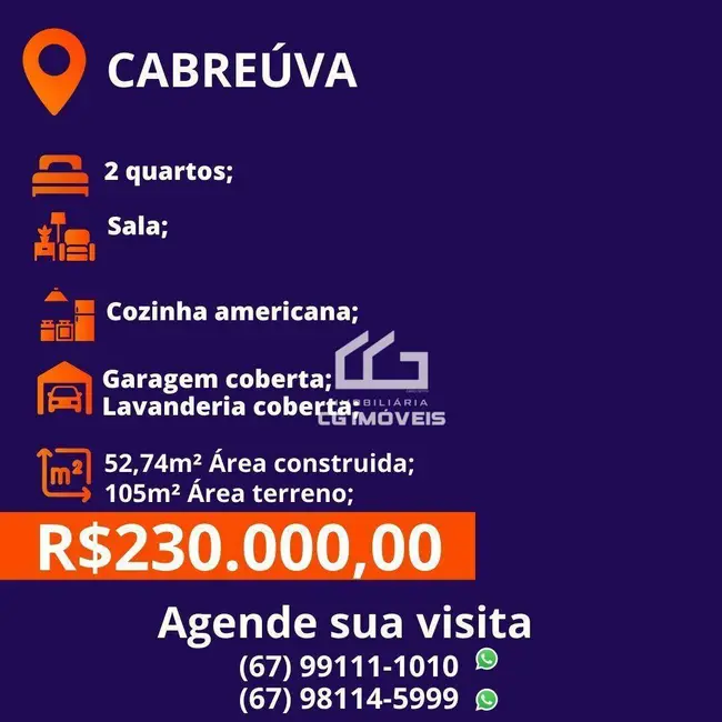Foto 9 de Casa com 2 quartos à venda, 105m2 em Cabreúva, Campo Grande - MS