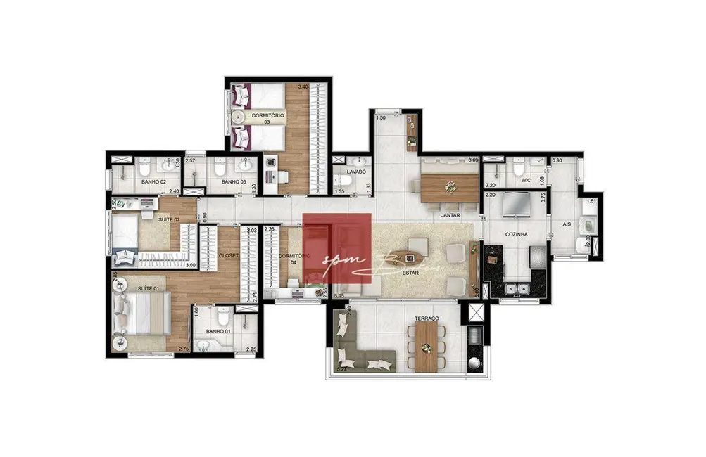 Foto 2 de Apartamento com 4 quartos à venda, 129m2 em Centro, Santo Andre - SP