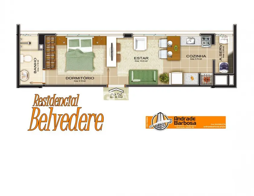 Foto 3 de Apartamento com 1 quarto à venda, 36m2 em Nossa Senhora de Lourdes, Santa Maria - RS