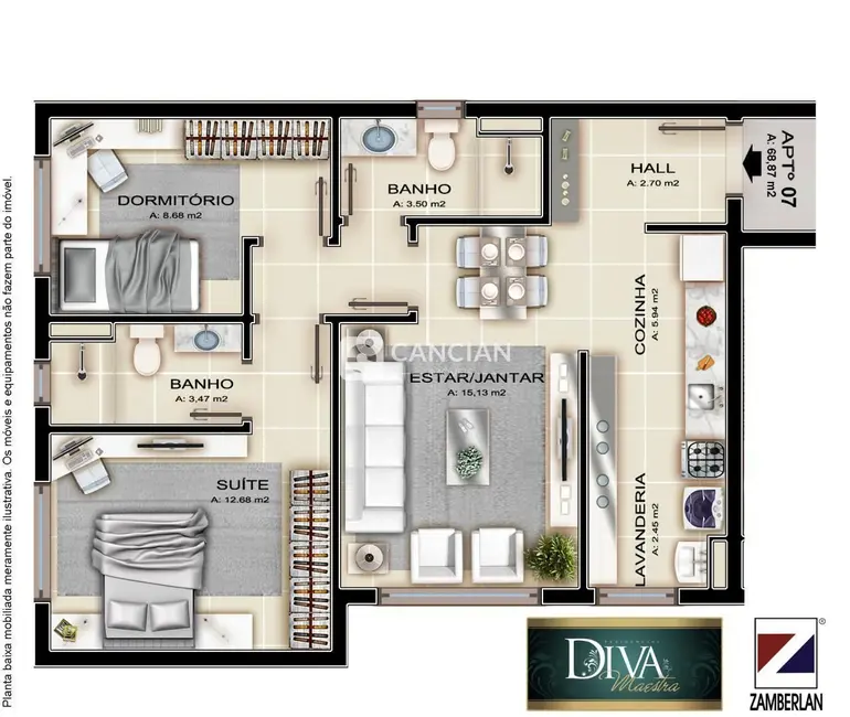 Apartamento com 2 quartos à venda, 69m2 em Centro, Santa Maria - RS - imagem 4 Foto 4 de Apartamento com 2 quartos à venda, 69m2 em Centro, Santa Maria - RS