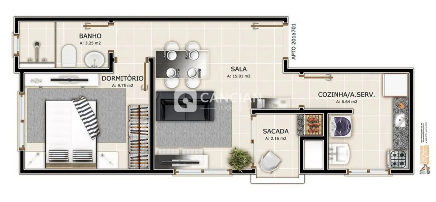 Foto 9 de Apartamento com 1 quarto à venda, 44m2 em Nossa Senhora do Rosário, Santa Maria - RS