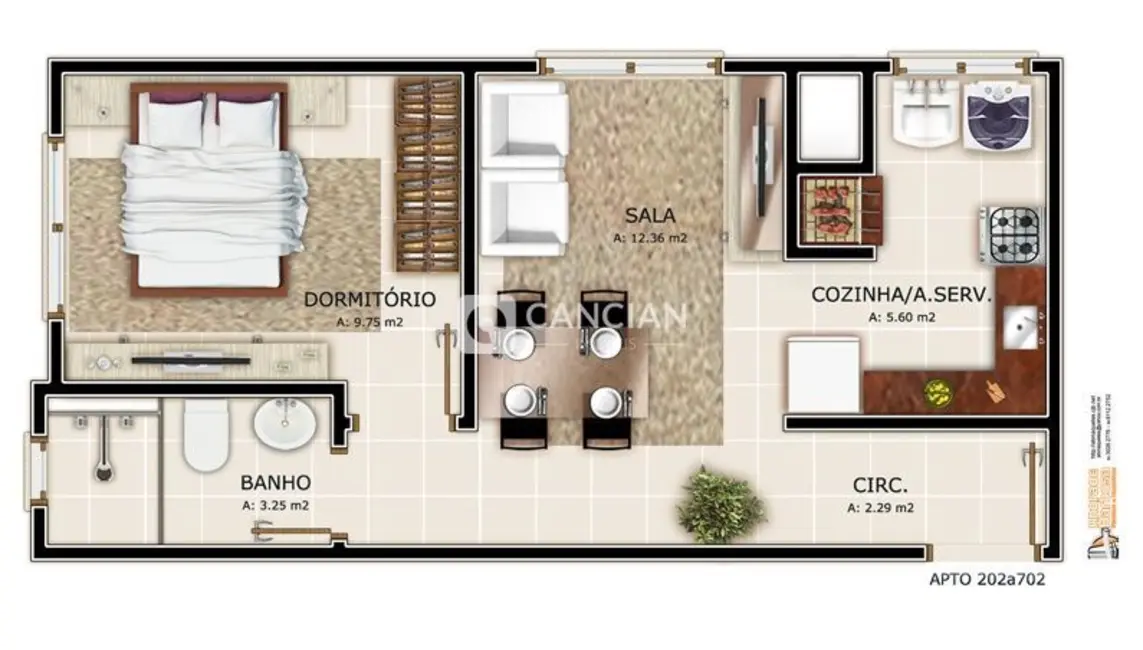 Apartamento com 1 quarto à venda, 39m2 em Nossa Senhora do Rosário, Santa Maria - RS - imagem 8 Foto 8 de Apartamento com 1 quarto à venda, 39m2 em Nossa Senhora do Rosário, Santa Maria - RS