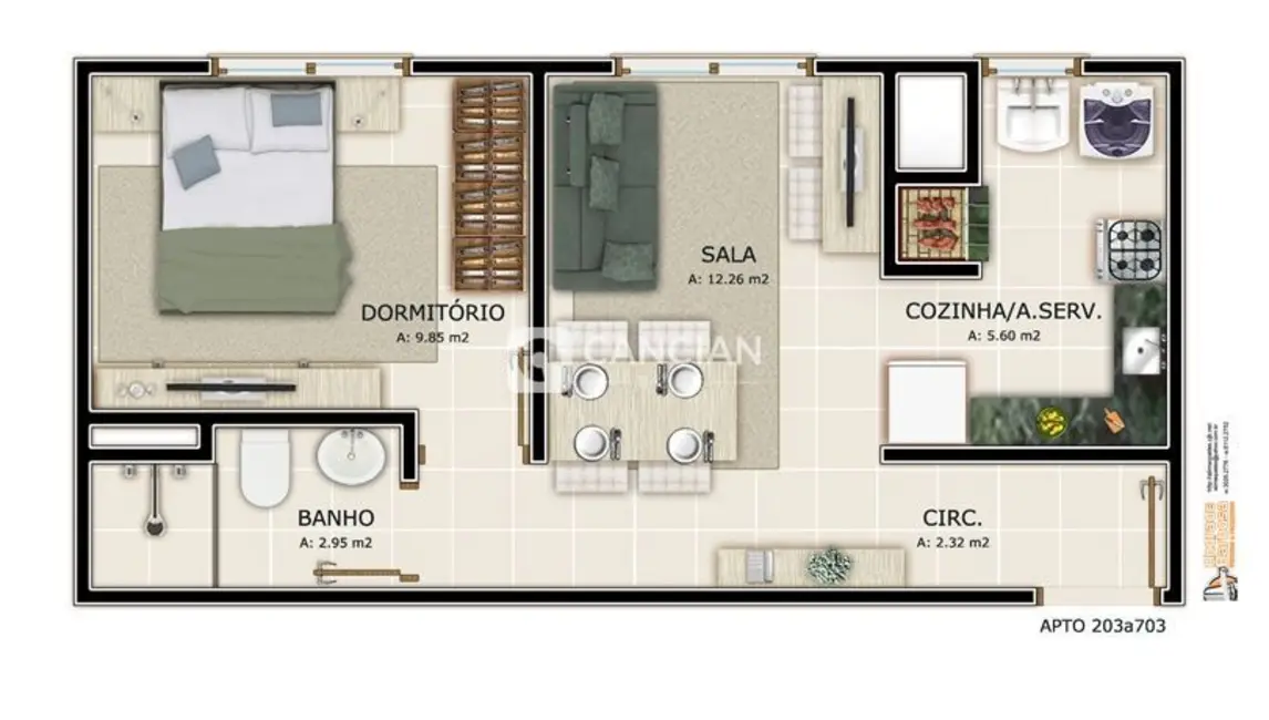 Foto 9 de Apartamento com 1 quarto à venda, 39m2 em Nossa Senhora do Rosário, Santa Maria - RS