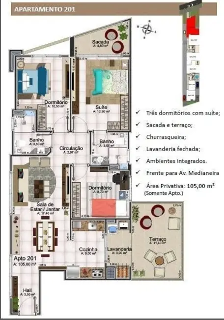 Foto 3 de Apartamento com 3 quartos à venda, 123m2 em Nossa Senhora Medianeira, Santa Maria - RS