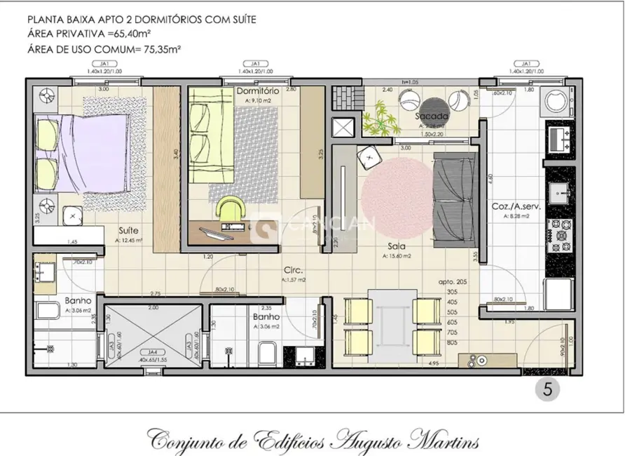 Foto 3 de Apartamento com 2 quartos à venda, 65m2 em Uglione, Santa Maria - RS