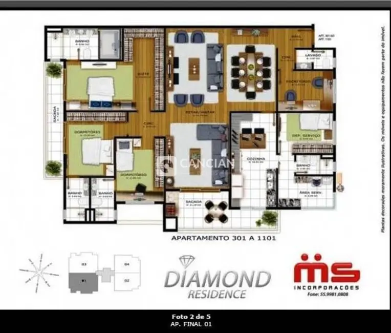 Foto 2 de Apartamento com 3 quartos à venda, 221m2 em Nossa Senhora de Lourdes, Santa Maria - RS