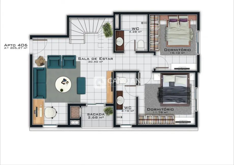 Foto 2 de Cobertura com 3 quartos à venda, 205m2 em Nossa Senhora de Fátima, Santa Maria - RS